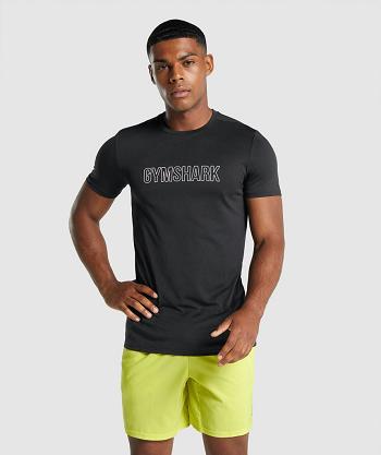 T Shirts Gymshark Arrival Estampadas Hombre Negras | CO 3418NWY